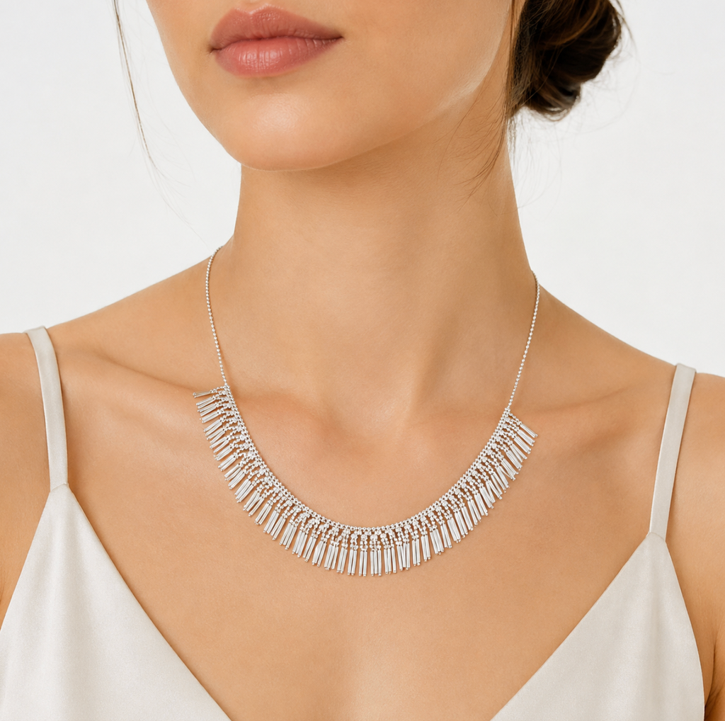 Élan 925 Sterling Silver Tassel Necklace – Elegant Fringe Statement Jewelry