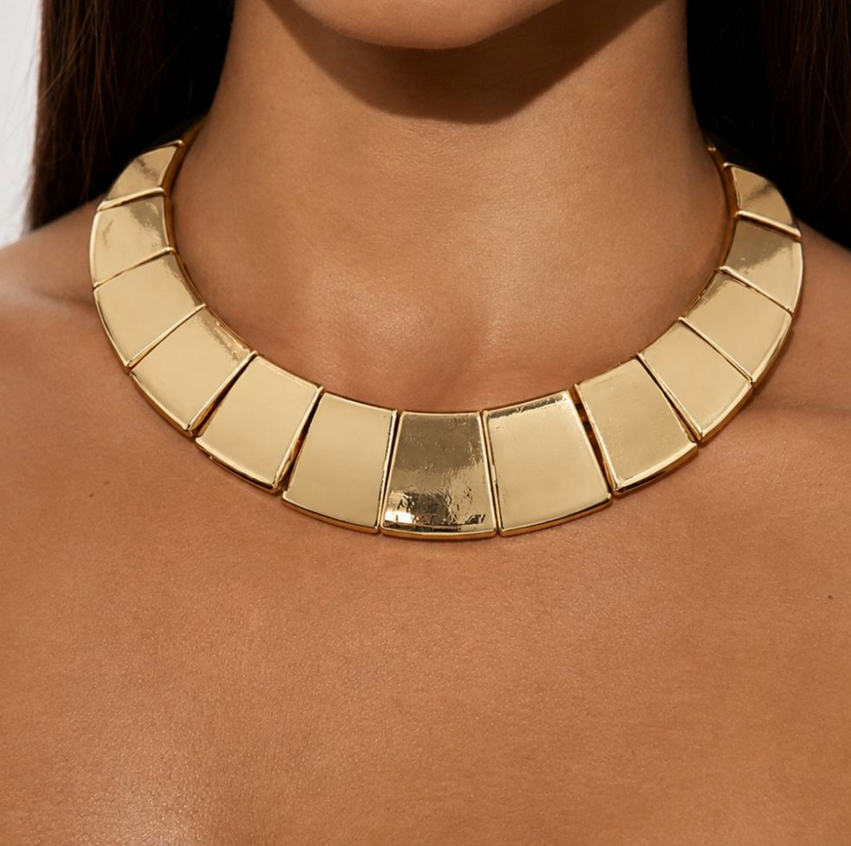 Celestine Geometric Choker – Vintage Square Panel Statement Necklace