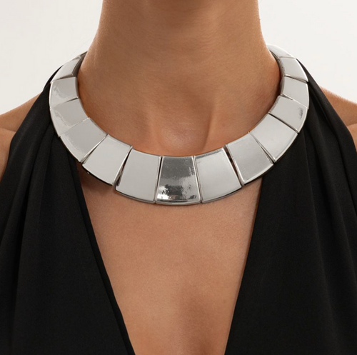 Celestine Geometric Choker – Vintage Square Panel Statement Necklace