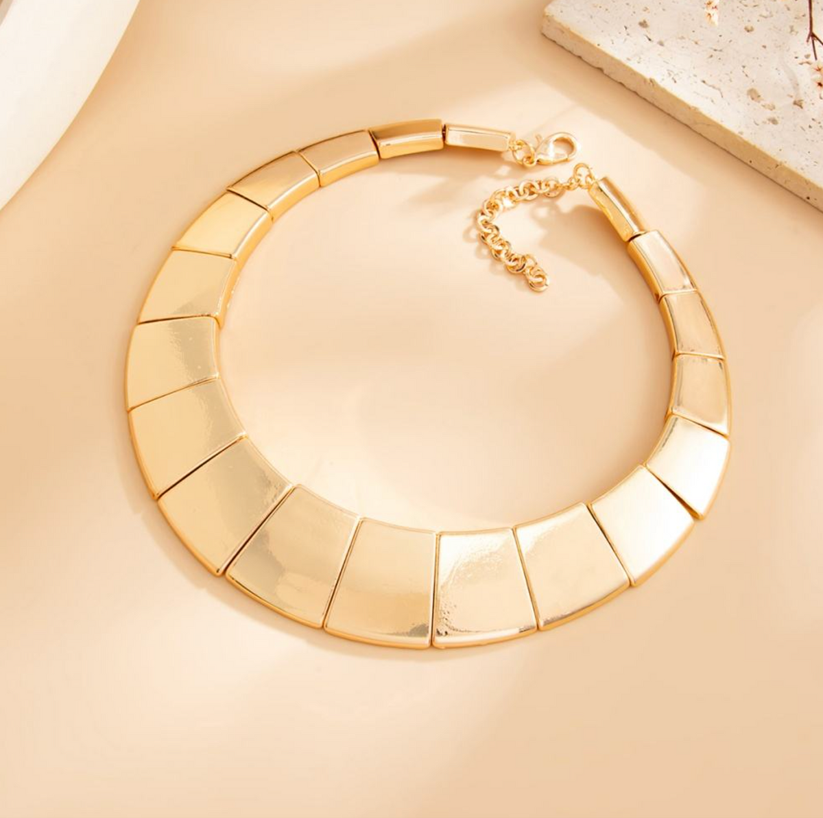 Celestine Geometric Choker – Vintage Square Panel Statement Necklace