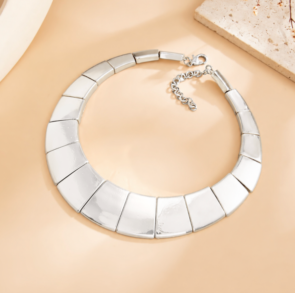 Celestine Geometric Choker – Vintage Square Panel Statement Necklace