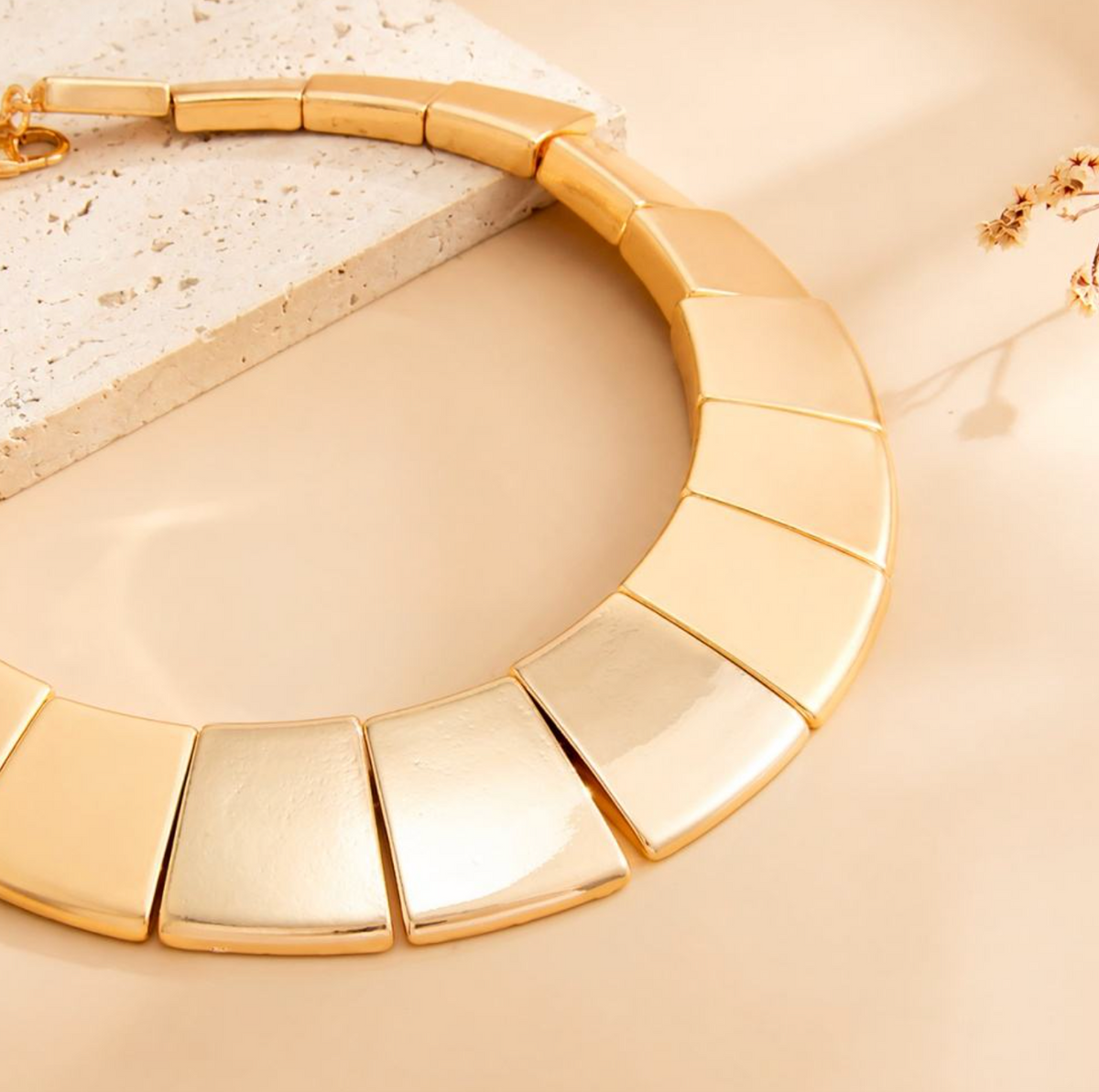 Celestine Geometric Choker – Vintage Square Panel Statement Necklace