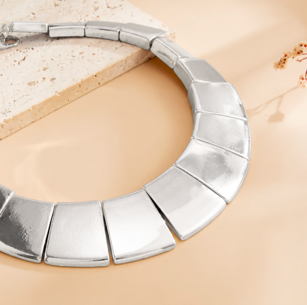 Celestine Geometric Choker – Vintage Square Panel Statement Necklace