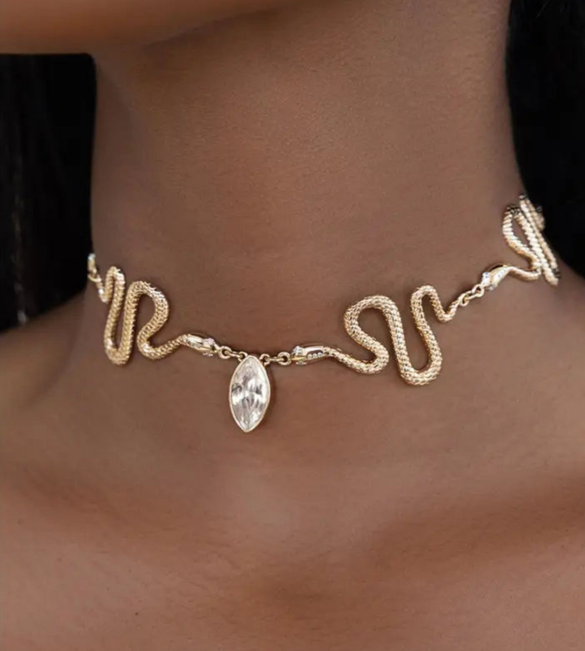 Serpentina 14K Gold-Plated Choker – Luxe Sculptural Statement Necklace