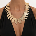 Lunara Hammered Crescent Choker – Sculptural Moon-Inspired Statement Necklace