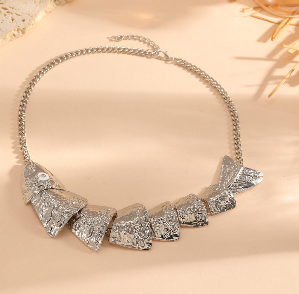 Maris Golden Fish Statement Necklace – Ocean-Inspired Sculptural Jewelry
