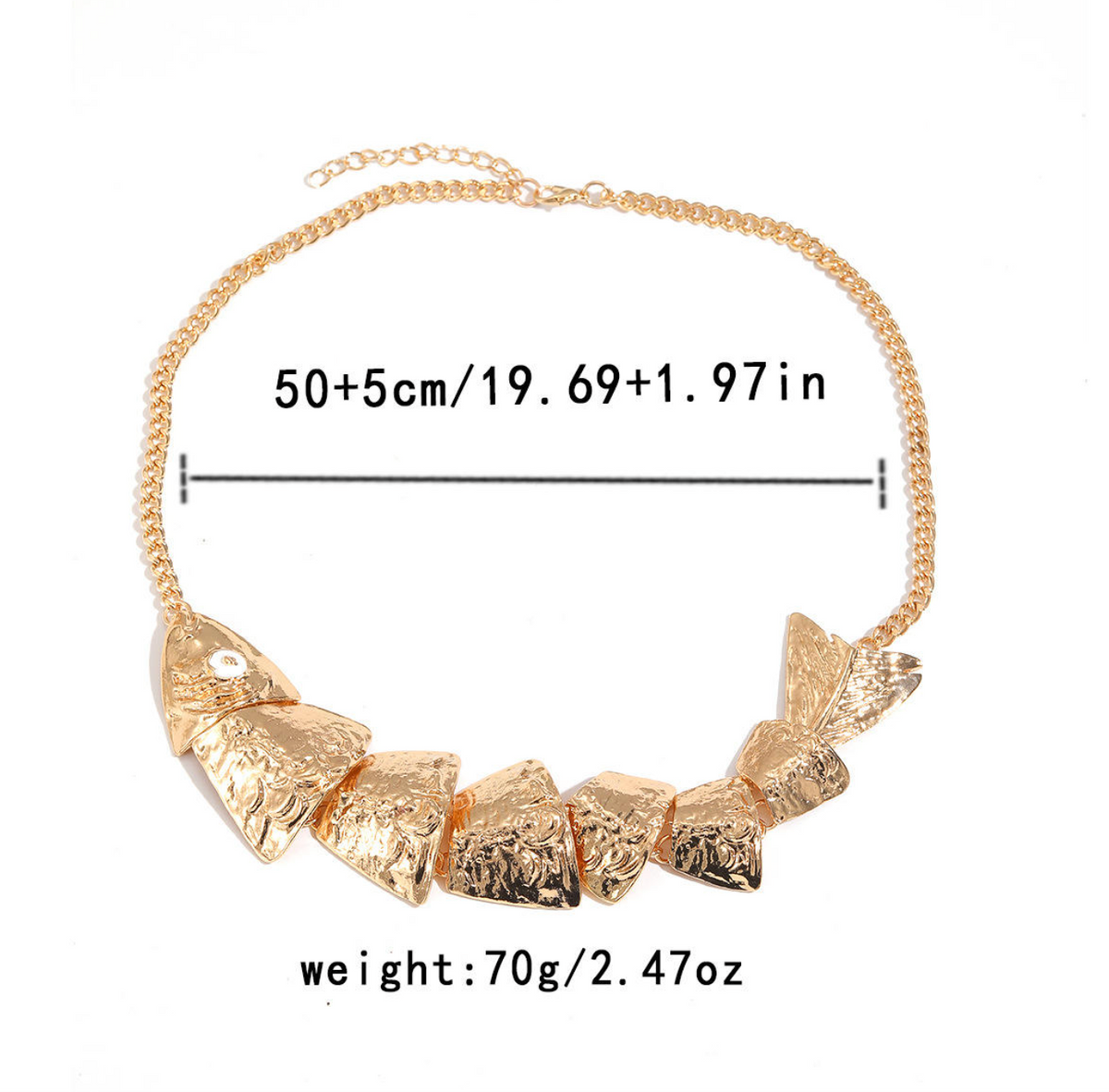 Maris Golden Fish Statement Necklace – Ocean-Inspired Sculptural Jewelry